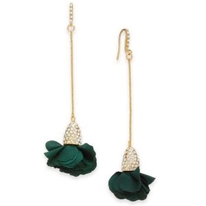 INC International Concepts Fabric-Flower Drop Earrings (Dark Green)